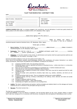 PLANT TOUR RESERVATION / CONFORMITY FORM