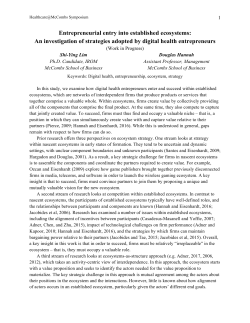 Entrepreneurial entry into established ecosystems