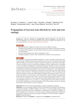 Propagation of Garcinia kola (Heckel) by stem and root cuttings