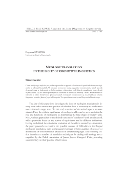 NEOLOGY TRANSLATION IN THE LIGHT OF COGNITIVE