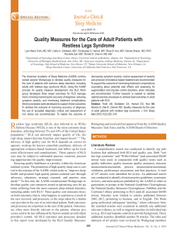 Quality Measures for the Care of Adult Patients with Restless Legs
