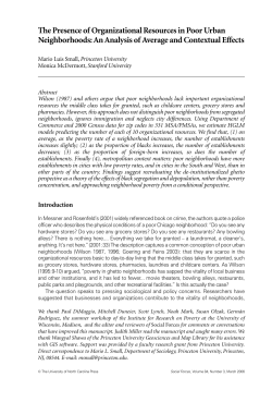 The Presence of Organizational Resources in Poor Urban