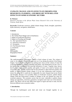 Climate Change and its Affects on Freshwater Resources