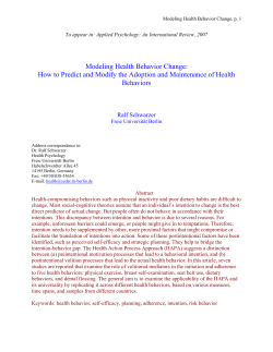 Modeling Health Behavior Change: How to Predict and