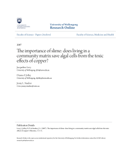 The importance of slime: does living in a - Research Online