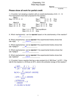Chemistry 114 Third Hour Exam Name