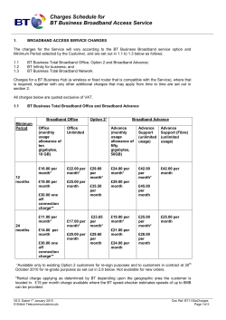 Charges Schedule for BT Business Broadband Acces
