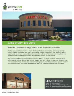 NV Energy BIG LOTS CASE STUDY: Retailer Controls Energy Costs