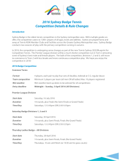 2016 Sydney Badge Tennis Competition Details