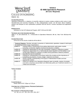 IE 4560 Operations Research