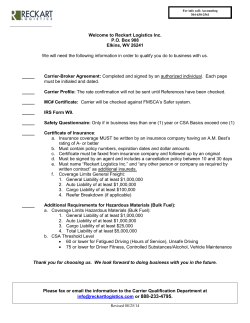 Please fax or email the information to the Carrier Qualification