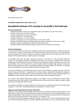 SnowWorld achieves 12% increase in net profit in first half-year