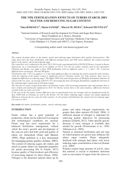 the npk fertilization effects of tubers starch, dry matter and reducing