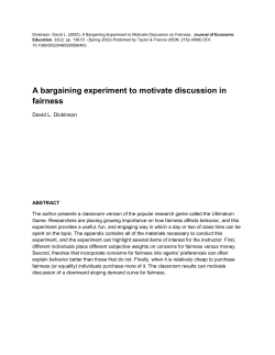 A bargaining experiment to motivate discussion in