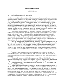 Internalism Re-explained1 Ralph Wedgwood 1. An intuitive