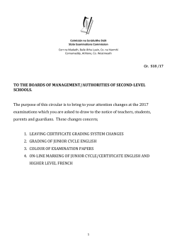 TO THE BOARDS OF MANAGEMENT/AUTHORITIES OF SECOND