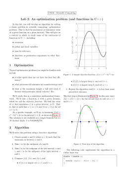 Lab 2: An optimization problem (and functions in C++) 1