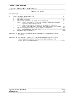 Exposure Factors Handbook - Chapter 13: Intake of Home