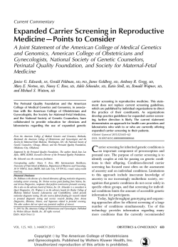 Expanded Carrier Screening in Reproductive Medicine&mdash;Points to