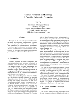 Concept Formation and Learning: A Cognitive