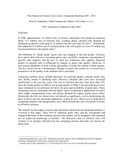 A Perspective on the Outlook for Calcined Coke Quality