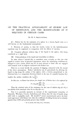 on the practical applicability of stokes` law of resistance, and the