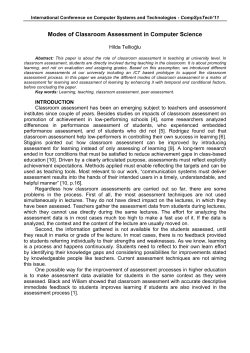 Modes of Classroom Assessment in Computer Science