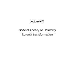 Special Theory of Relativity Lorentz transformation