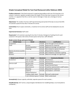 Simple Conceptual Model for Fast-Food Restaurant (after Robinson