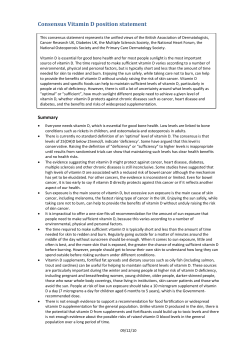 Consensus Vitamin D position statement