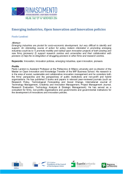Emerging industries, Open Innovation and Innovation policies