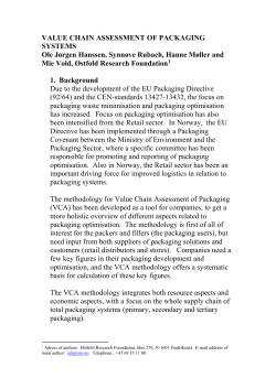 VALUE CHAIN ASSESSMENT OF PACKAGING SYSTEMS