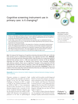 Cognitive screening instrument use in primary care: is it changing?