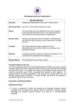 job description - Developing Health and Independence
