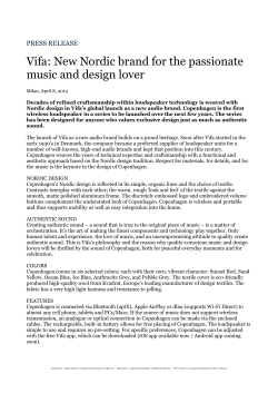 PRESS RELEASE Vifa: New Nordic brand for the passionate music