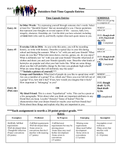 Outsiders Unit Time Capsule Entries ****Each assignment is worth a