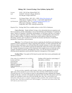 Biology 360 - General Ecology Class Syllabus, Spring 2012