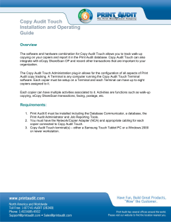Copy Audit Touch Installation and Operating Guide