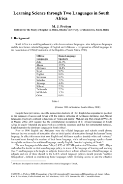 Learning Science through Two Languages in South Africa