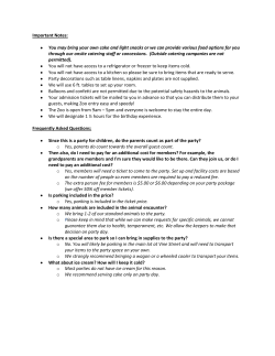 Important Notes: You may bring your own cake and light snacks or