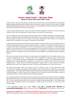 Interim Head Coach &ndash; Munster Reds