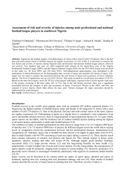 Assessment of risk and severity of injuries