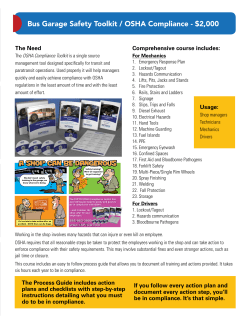 Bus Garage Safety Toolkit / OSHA Compliance - $2000