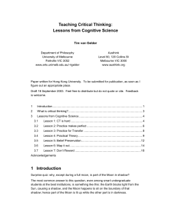 Teaching Critical Thinking: Lessons from Cognitive Science 1