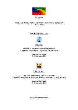 "Cognitive Modeling in Linguistics" (CML-2016) CMSCE