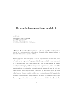 On graph decompositions modulo k