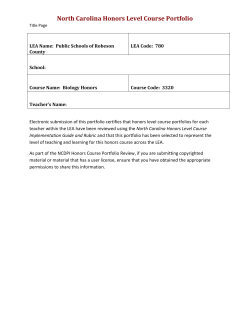 Course Name: Biology Honors - Public Schools of Robeson County