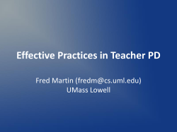 Effective Practices in Teacher PD - UML Computer Science