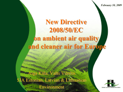New Directive 2008/50/EC on ambient air quality and cleaner air for