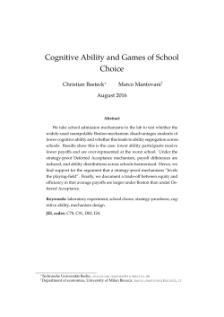 Cognitive Ability and Games of School Choice